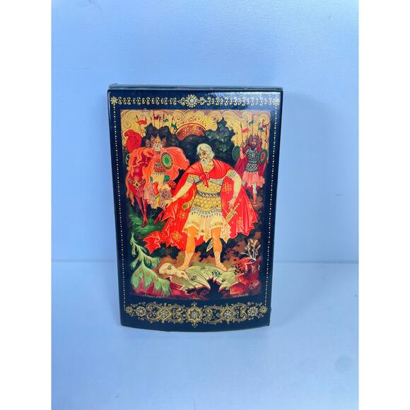 Vintage Russian Lacquer Box Kholui Hand Painted Prince Oleg 1967 USSR Hinged - Picture 1 of 13